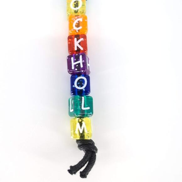Stockholm Multicolored Neon Sparkly Beaded Souvenir Keychain / Key Ring - New - Picture 8 of 9
